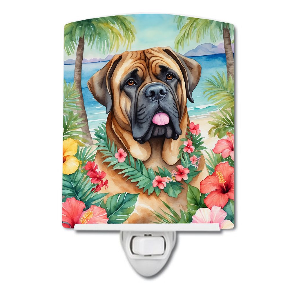 NEW Mastiff Luau Ceramic Night Light Compact, UL-Certified, Ideal for Bedroom, Bathroom, Nursery, Hallway, Kitchen, 6x4x3, Multi
