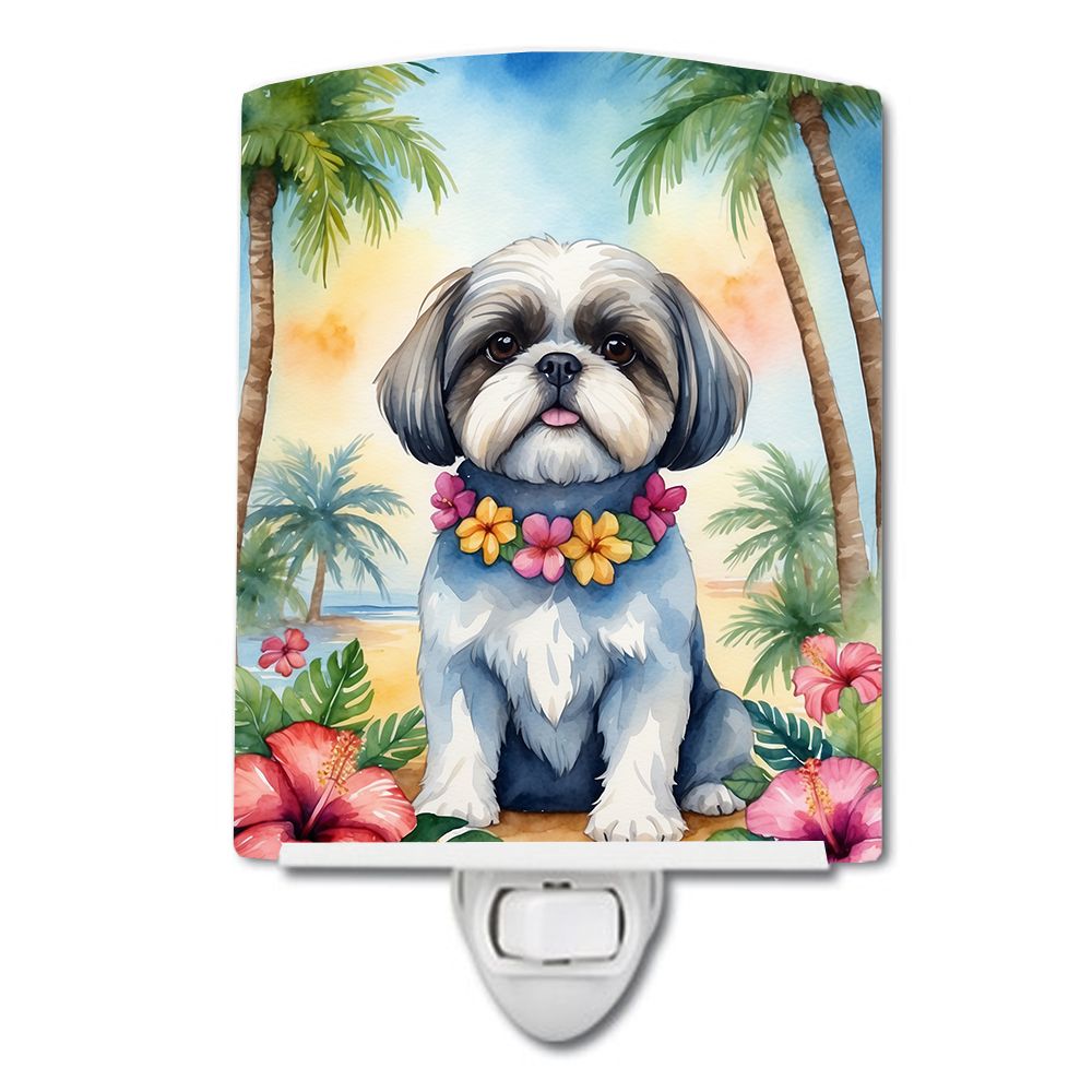 NEW Shih Tzu Luau Ceramic Night Light Compact, UL-Certified, Ideal for Bedroom, Bathroom, Nursery, Hallway, Kitchen, 6x4x3, Mult