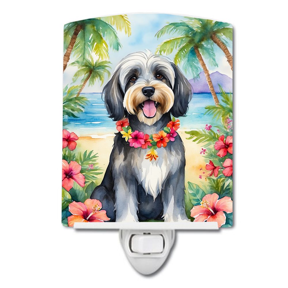 NEW Tibetan Terrier Luau Ceramic Night Light Compact, UL-Certified, Ideal for Bedroom, Bathroom, Nursery, Hallway, Kitchen, 6x4x