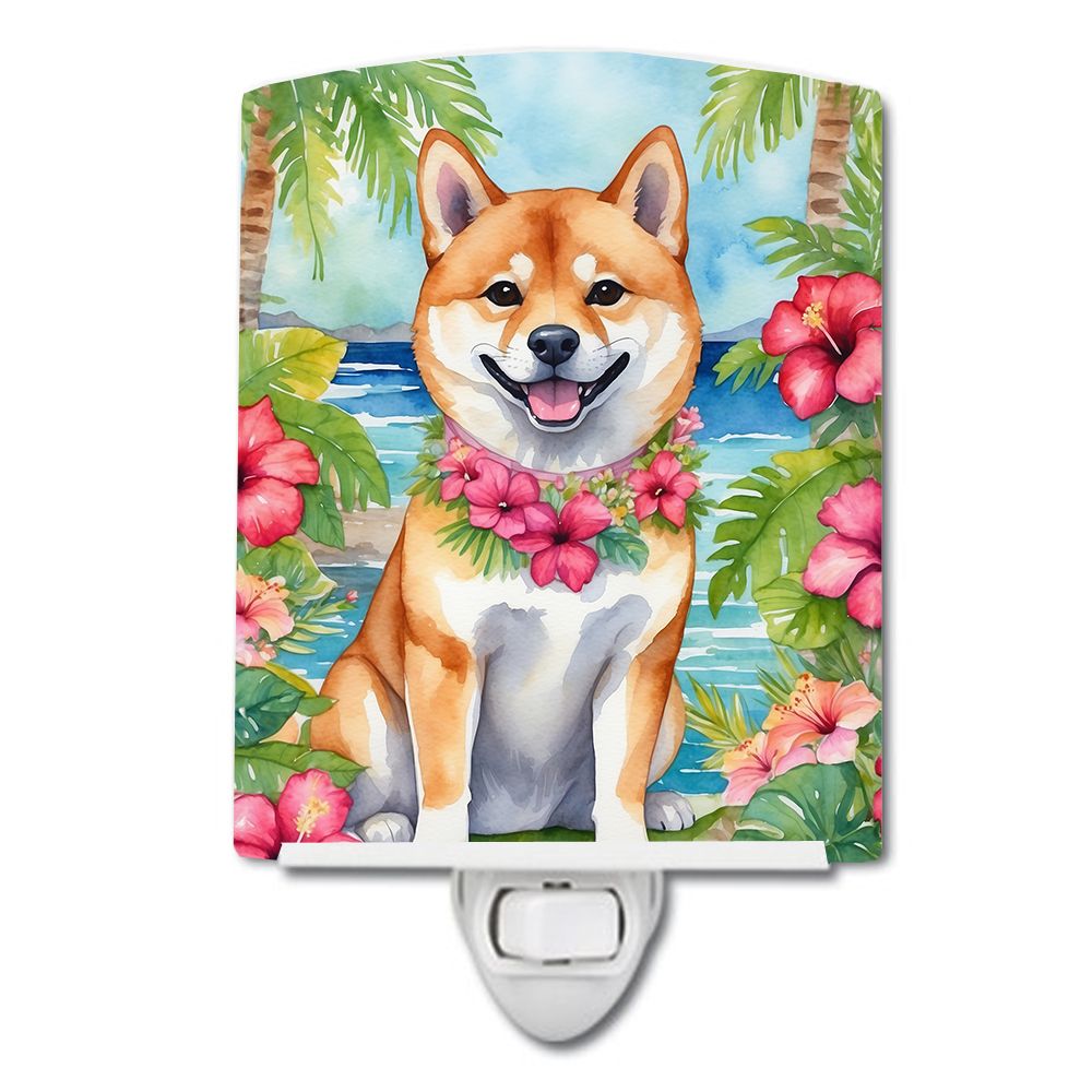 NEW Shiba Inu Luau Ceramic Night Light Compact, UL-Certified, Ideal for Bedroom, Bathroom, Nursery, Hallway, Kitchen, 6x4x3, Mul