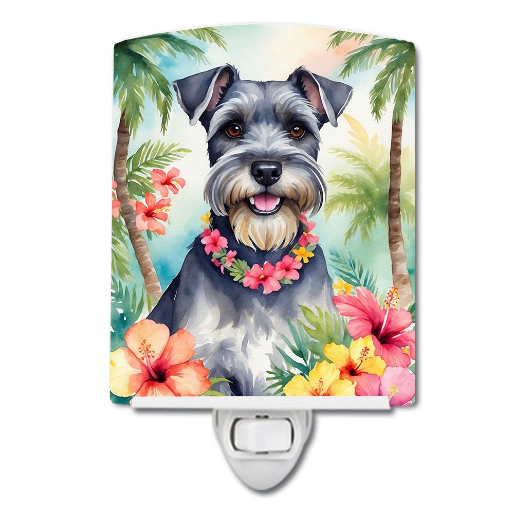 NEW Schnauzer Luau Ceramic Night Light Compact, UL-Certified, Ideal for Bedroom, Bathroom, Nursery, Hallway, Kitchen, 6x4x3, Mul