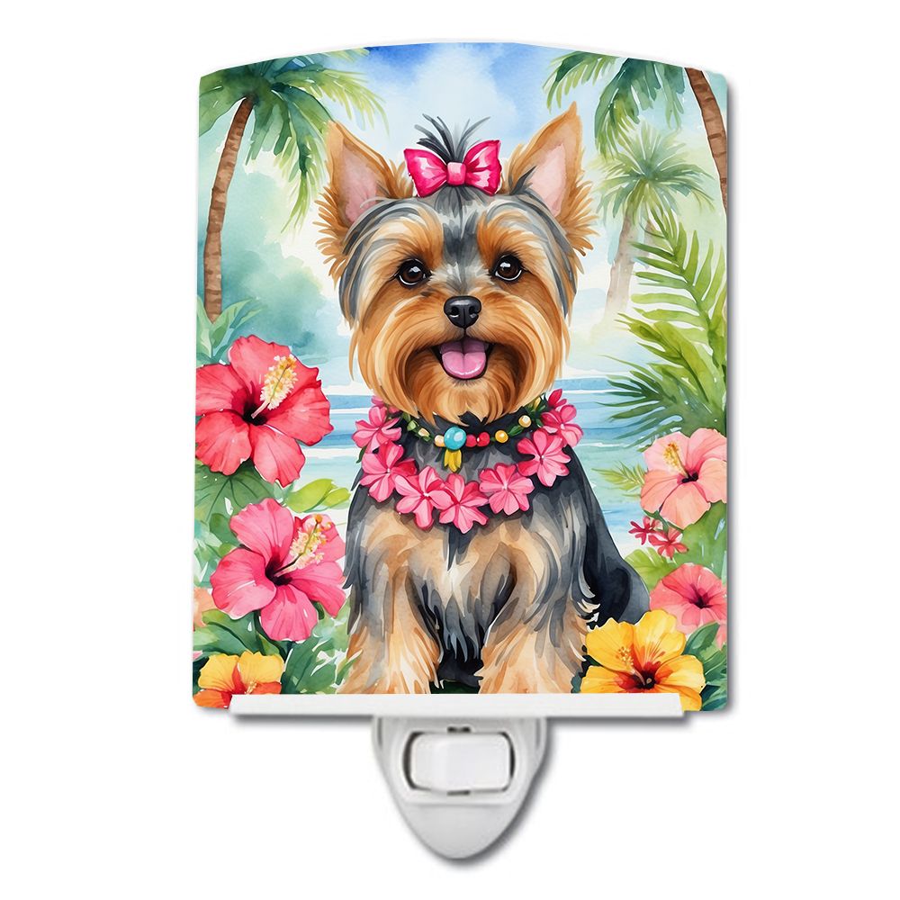 NEW Yorkshire Terrier Luau Ceramic Night Light Compact, UL-Certified, Ideal for Bedroom, Bathroom, Nursery, Hallway, Kitchen, 6x