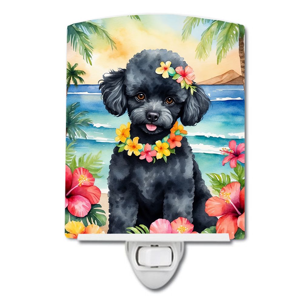 NEW Black Poodle Luau Ceramic Night Light Compact, UL-Certified, Ideal for Bedroom, Bathroom, Nursery, Hallway, Kitchen, 6x4x3, 