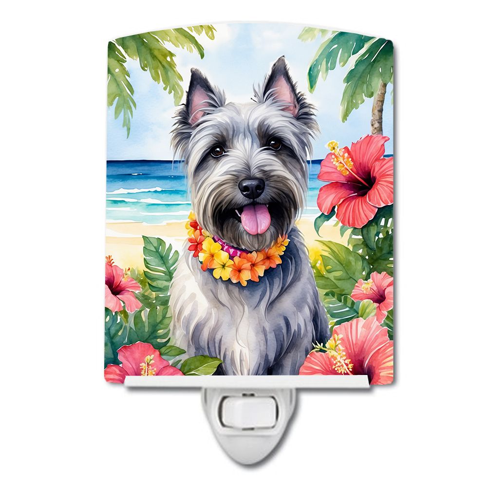NEW Skye Terrier Luau Ceramic Night Light Compact, UL-Certified, Ideal for Bedroom, Bathroom, Nursery, Hallway, Kitchen, 6x4x3, 