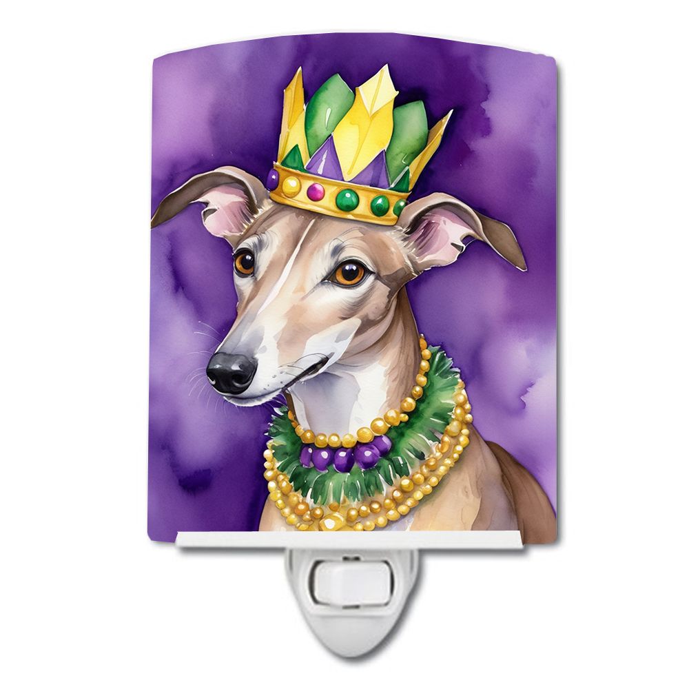 NEW Greyhound King of Mardi Gras Ceramic Night Light Compact, UL-Certified, Ideal for Bedroom, Bathroom, Nursery, Hallway, Kitch