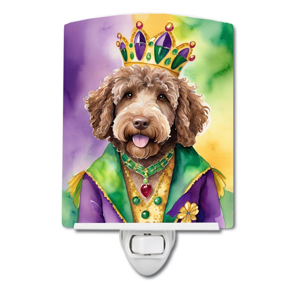 NEW Labradoodle King of Mardi Gras Ceramic Night Light Compact, UL-Certified, Ideal for Bedroom, Bathroom, Nursery, Hallway, Kit