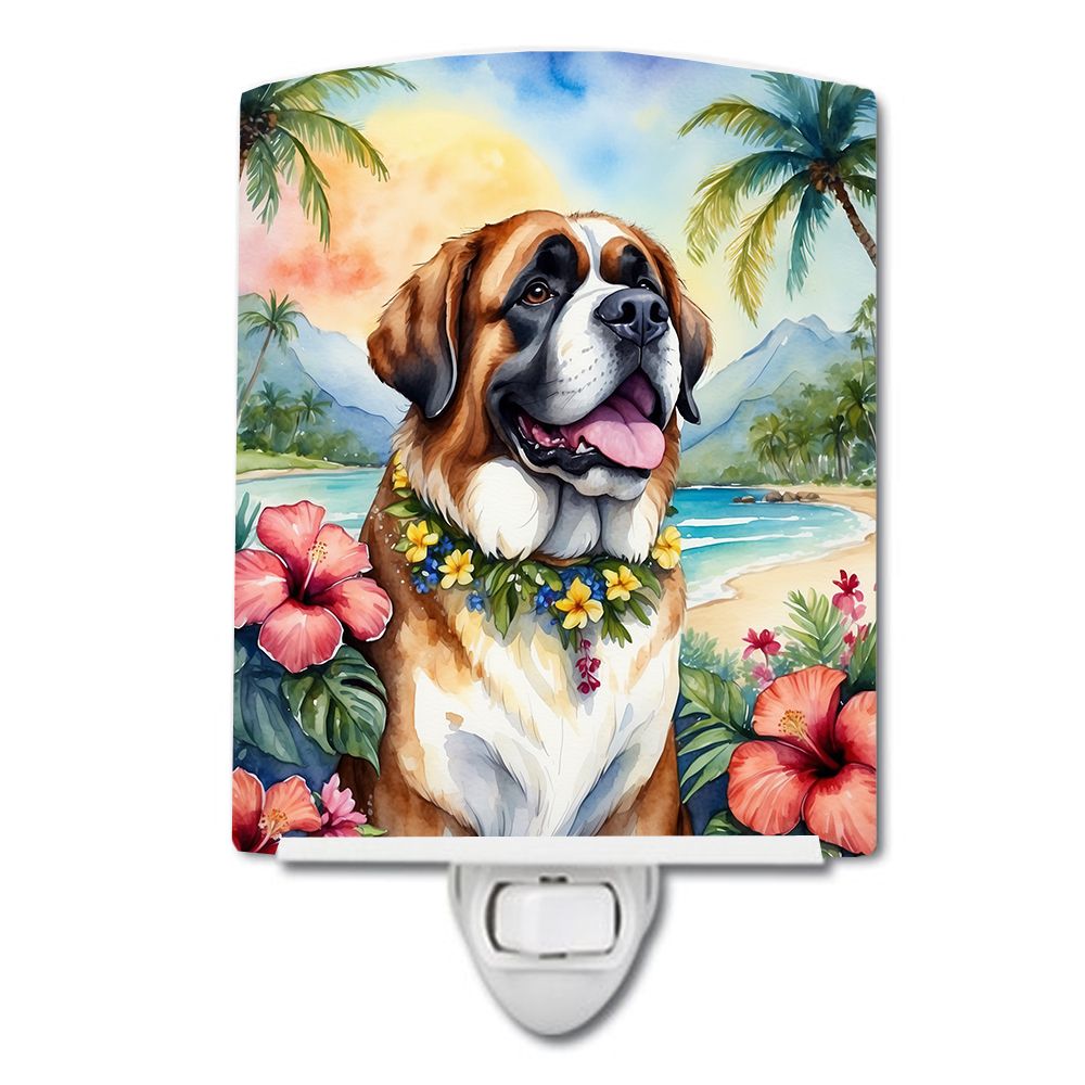 NEW Saint Bernard Luau Ceramic Night Light Compact, UL-Certified, Ideal for Bedroom, Bathroom, Nursery, Hallway, Kitchen, 6x4x3,