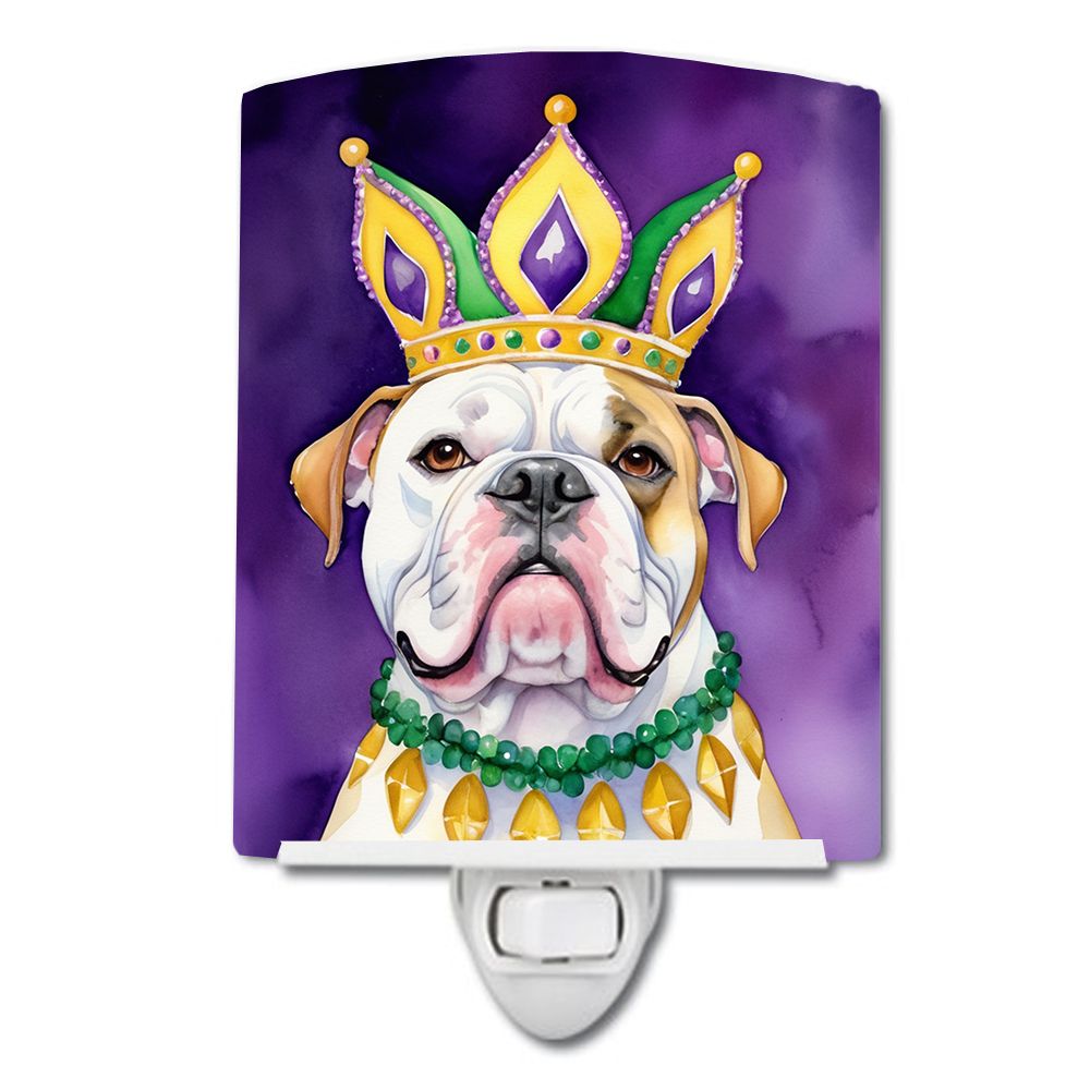 NEW American Bulldog King of Mardi Gras Ceramic Night Light Compact, UL-Certified, Ideal for Bedroom, Bathroom, Nursery, Hallway