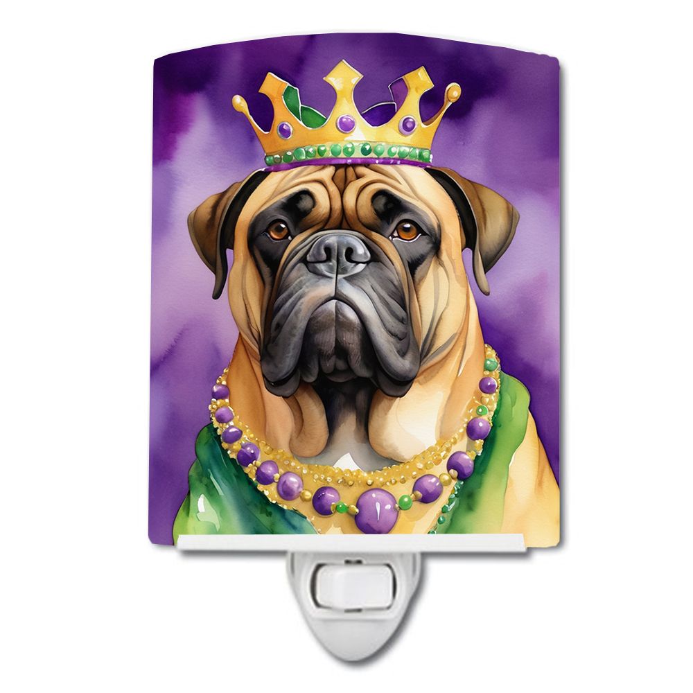NEW Bullmastiff King of Mardi Gras Ceramic Night Light Compact, UL-Certified, Ideal for Bedroom, Bathroom, Nursery, Hallway, Kit