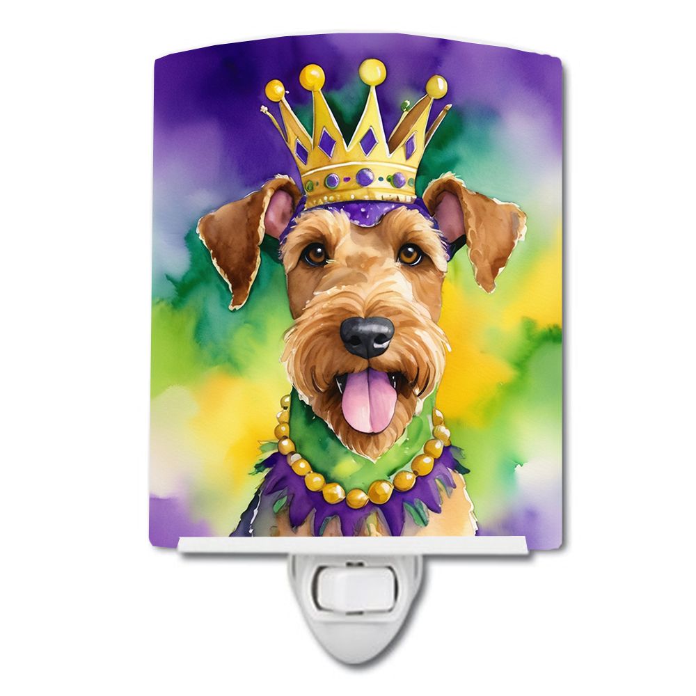 NEW Airedale Terrier King of Mardi Gras Ceramic Night Light Compact, UL-Certified, Ideal for Bedroom, Bathroom, Nursery, Hallway