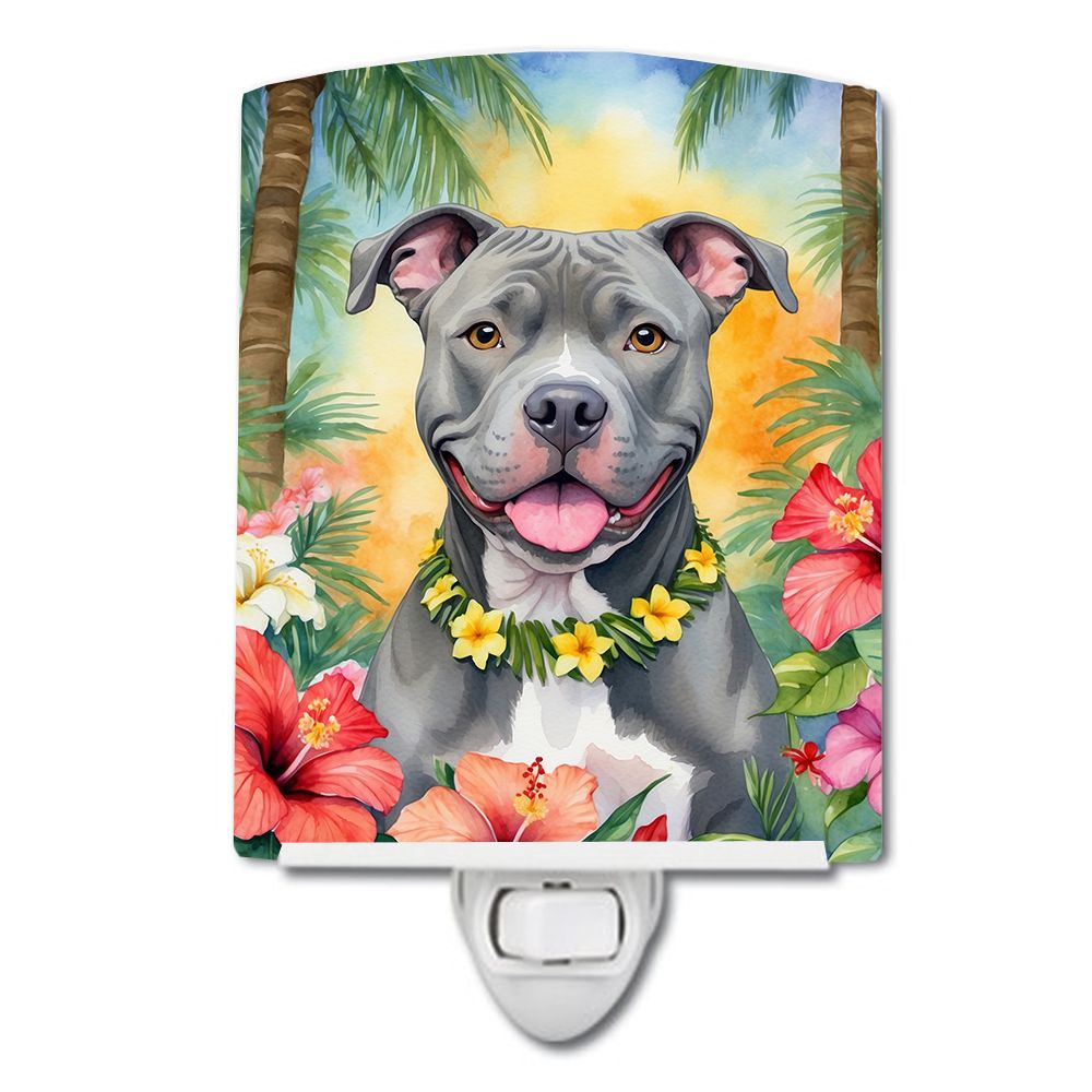 NEW Pit Bull Terrier Luau Ceramic Night Light Compact, UL-Certified, Ideal for Bedroom, Bathroom, Nursery, Hallway, Kitchen, 6x4