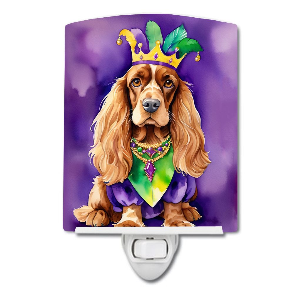 NEW English Cocker Spaniel King of Mardi Gras Ceramic Night Light Compact, UL-Certified, Ideal for Bedroom, Bathroom, Nursery, H