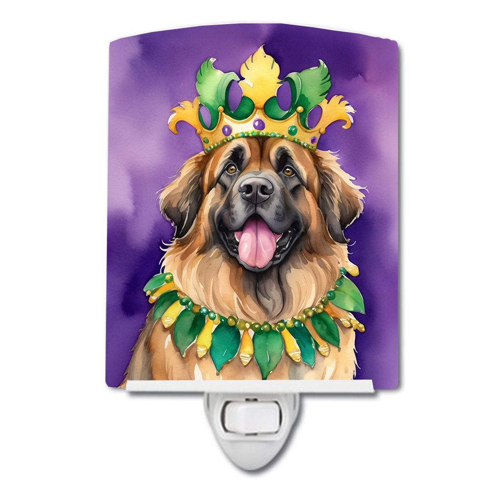 NEW Leonberger King of Mardi Gras Ceramic Night Light Compact, UL-Certified, Ideal for Bedroom, Bathroom, Nursery, Hallway, Kitc