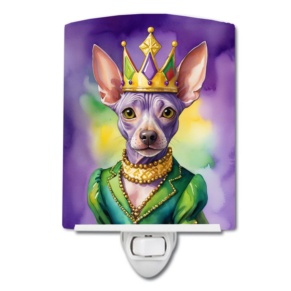 NEW American Hairless Terrier King of Mardi Gras Ceramic Night Light Compact, UL-Certified, Ideal for Bedroom, Bathroom, Nursery