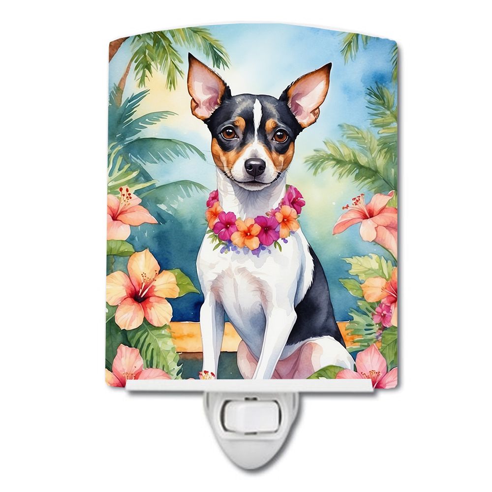 NEW Rat Terrier Luau Ceramic Night Light Compact, UL-Certified, Ideal for Bedroom, Bathroom, Nursery, Hallway, Kitchen, 6x4x3, M