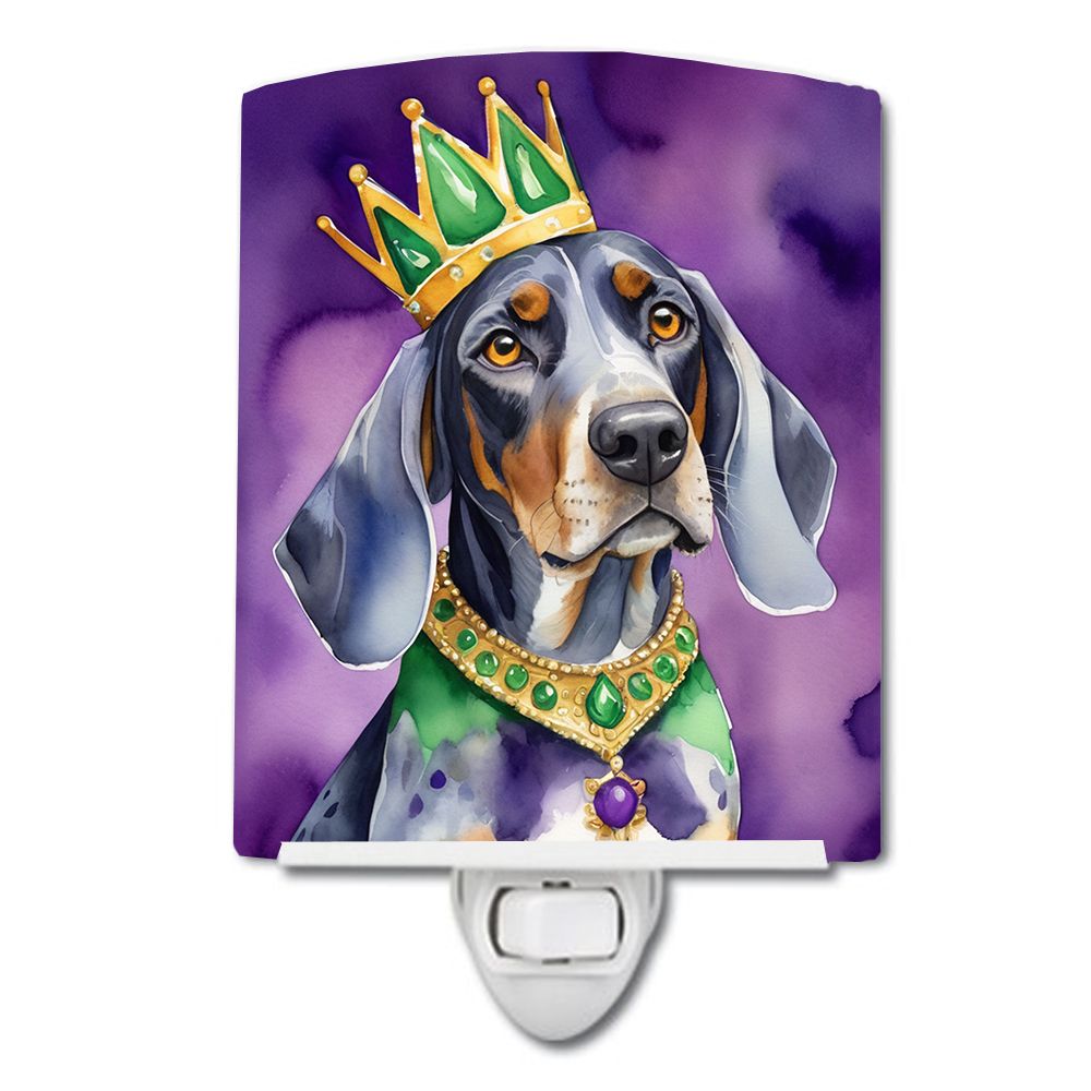 NEW Bluetick Coonhound King of Mardi Gras Ceramic Night Light Compact, UL-Certified, Ideal for Bedroom, Bathroom, Nursery, Hallw
