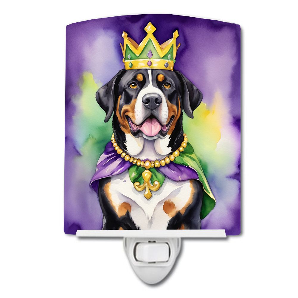 NEW Greater Swiss Mountain Dog King of Mardi Gras Ceramic Night Light Compact, UL-Certified, Ideal for Bedroom, Bathroom, Nurser