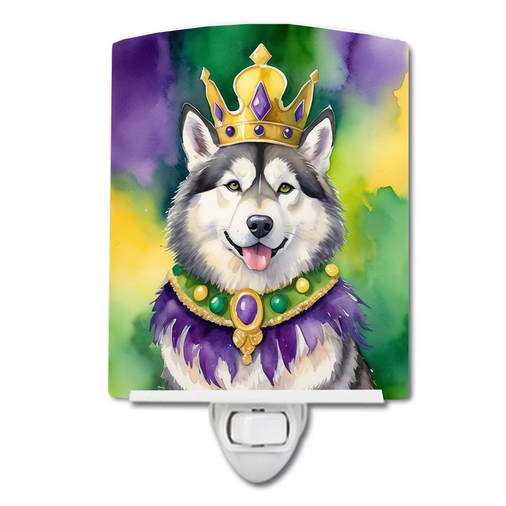 NEW Alaskan Malamute King of Mardi Gras Ceramic Night Light Compact, UL-Certified, Ideal for Bedroom, Bathroom, Nursery, Hallway