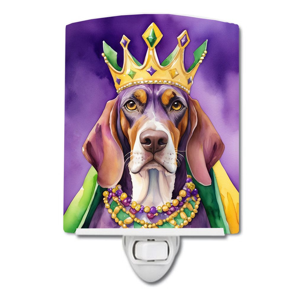 NEW American English Coonhound King of Mardi Gras Ceramic Night Light Compact, UL-Certified, Ideal for Bedroom, Bathroom, Nurser