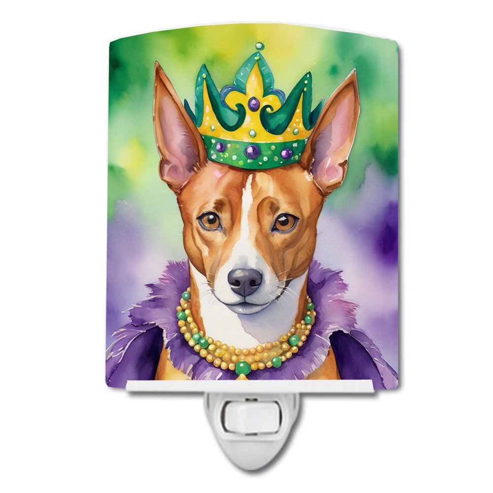 NEW Basenji King of Mardi Gras Ceramic Night Light Compact, UL-Certified, Ideal for Bedroom, Bathroom, Nursery, Hallway, Kitchen