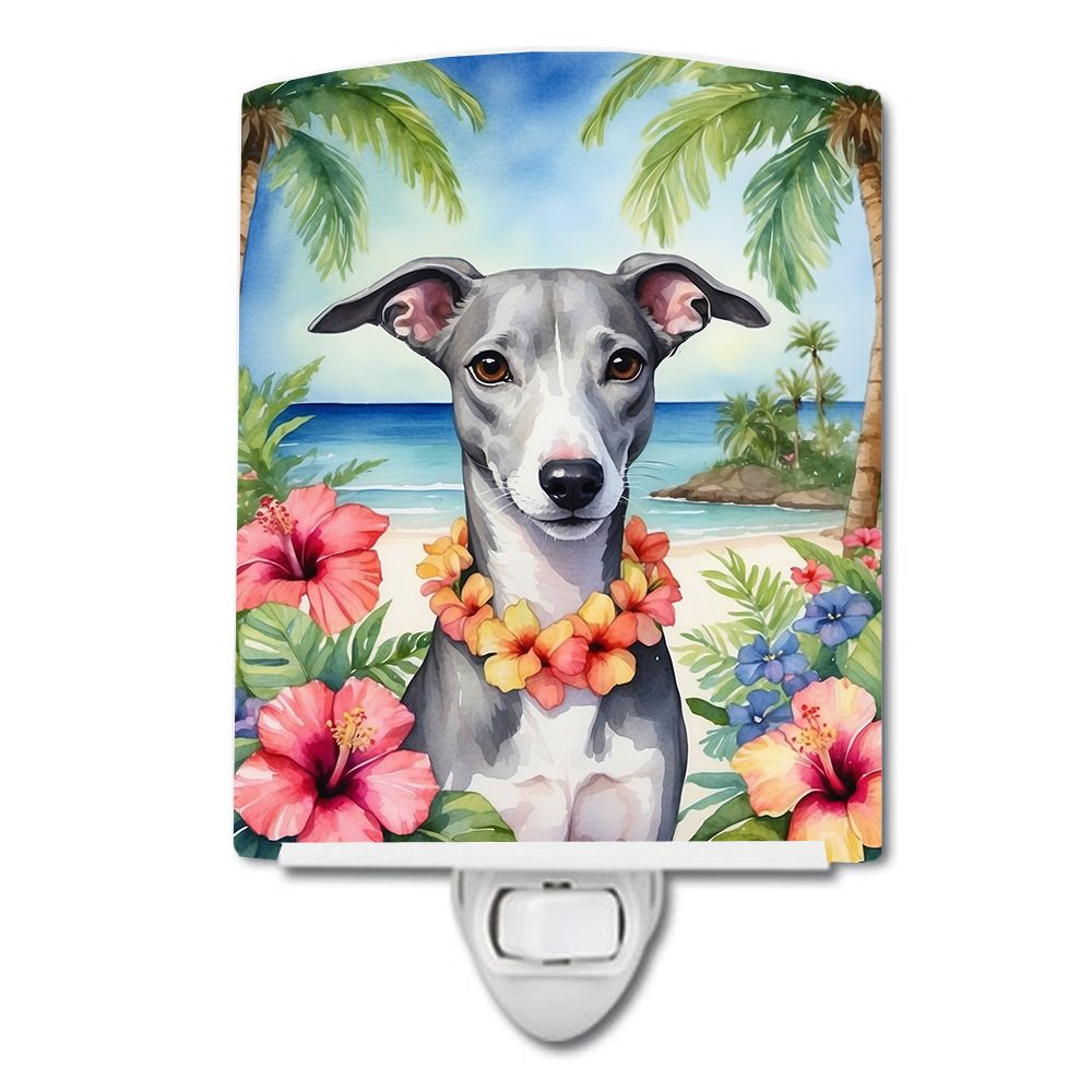 NEW Whippet Luau Ceramic Night Light Compact, UL-Certified, Ideal for Bedroom, Bathroom, Nursery, Hallway, Kitchen, 6x4x3, Multi