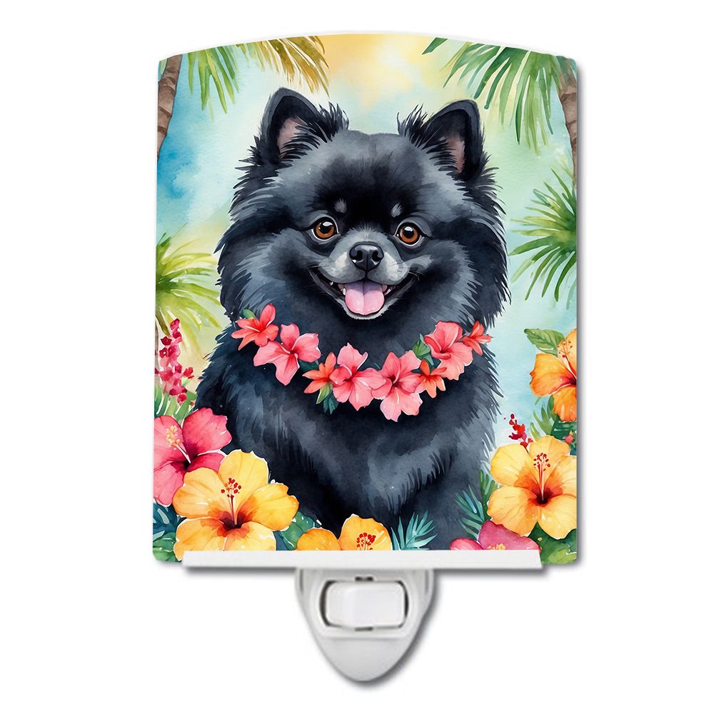 NEW Pomeranian Luau Ceramic Night Light Compact, UL-Certified, Ideal for Bedroom, Bathroom, Nursery, Hallway, Kitchen, 6x4x3, Mu