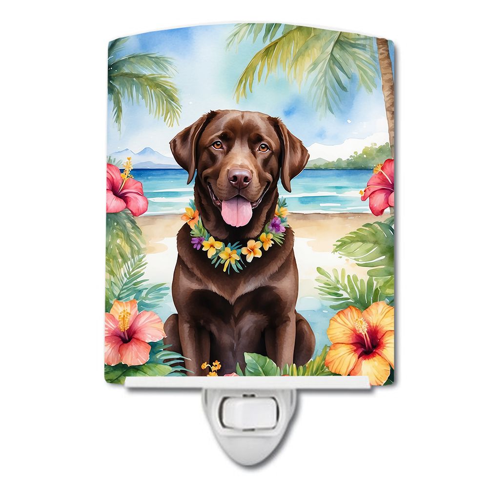 NEW Chocolate Labrador Retriever Luau Ceramic Night Light Compact, UL-Certified, Ideal for Bedroom, Bathroom, Nursery, Hallway, 