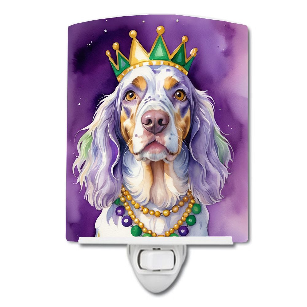 NEW English Setter King of Mardi Gras Ceramic Night Light Compact, UL-Certified, Ideal for Bedroom, Bathroom, Nursery, Hallway, 