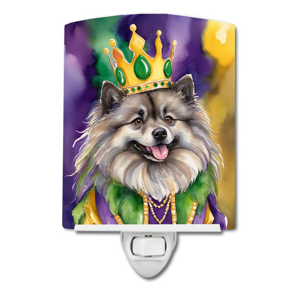 NEW Keeshond King of Mardi Gras Ceramic Night Light Compact, UL-Certified, Ideal for Bedroom, Bathroom, Nursery, Hallway, Kitche