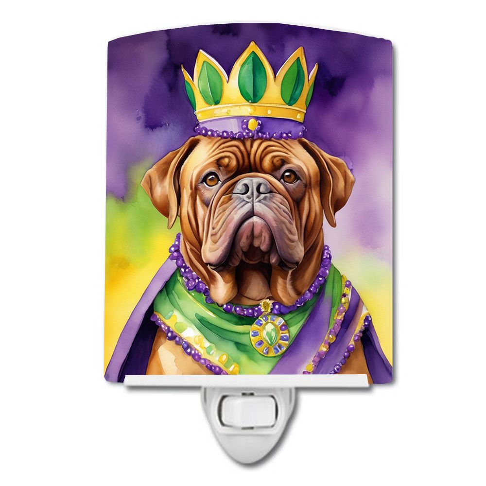 NEW Dogue de Bordeaux King of Mardi Gras Ceramic Night Light Compact, UL-Certified, Ideal for Bedroom, Bathroom, Nursery, Hallwa