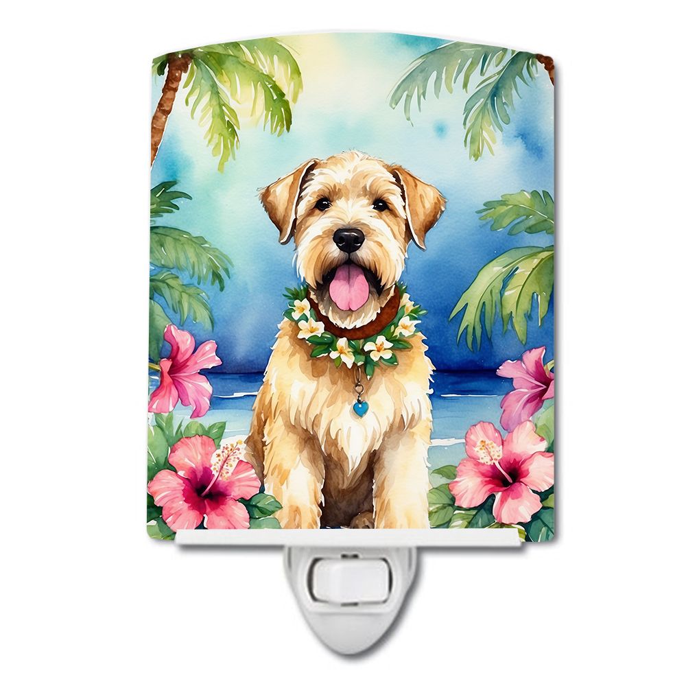 NEW Wheaten Terrier Luau Ceramic Night Light Compact, UL-Certified, Ideal for Bedroom, Bathroom, Nursery, Hallway, Kitchen, 6x4x