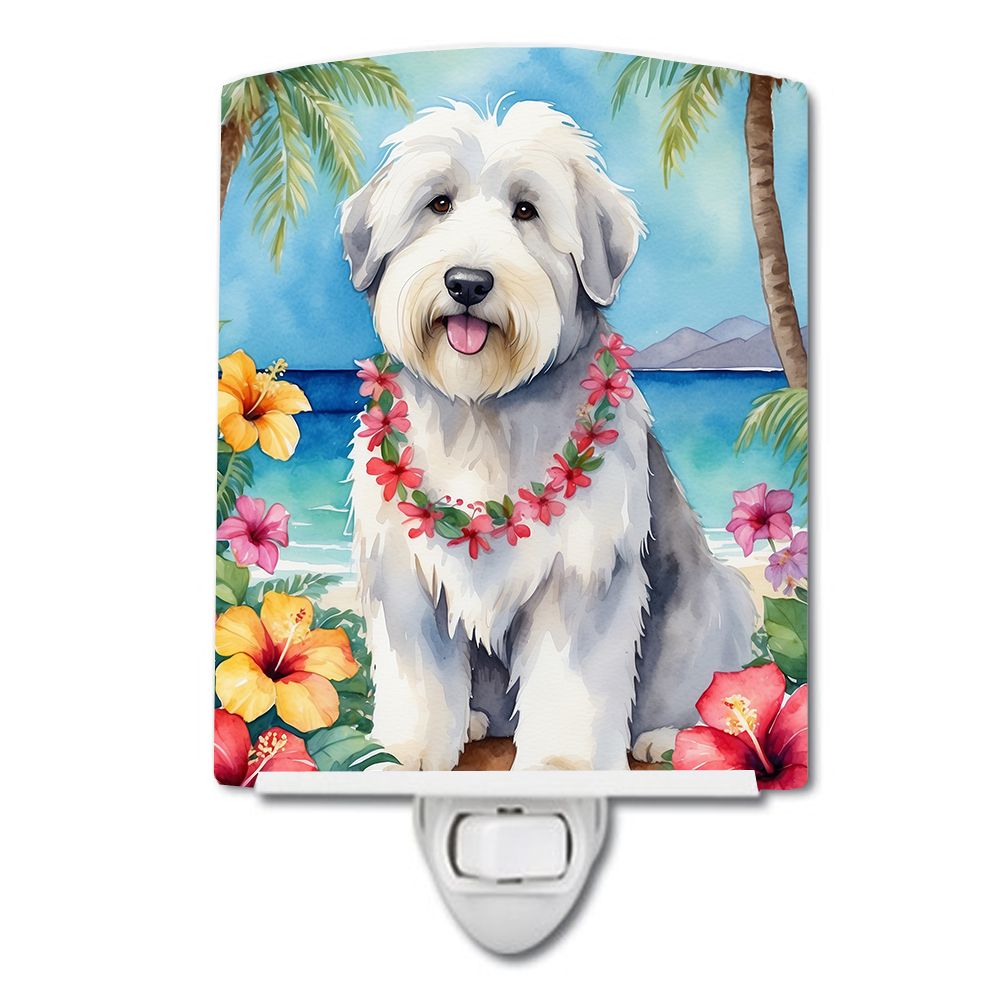 NEW Old English Sheepdog Luau Ceramic Night Light Compact, UL-Certified, Ideal for Bedroom, Bathroom, Nursery, Hallway, Kitchen,
