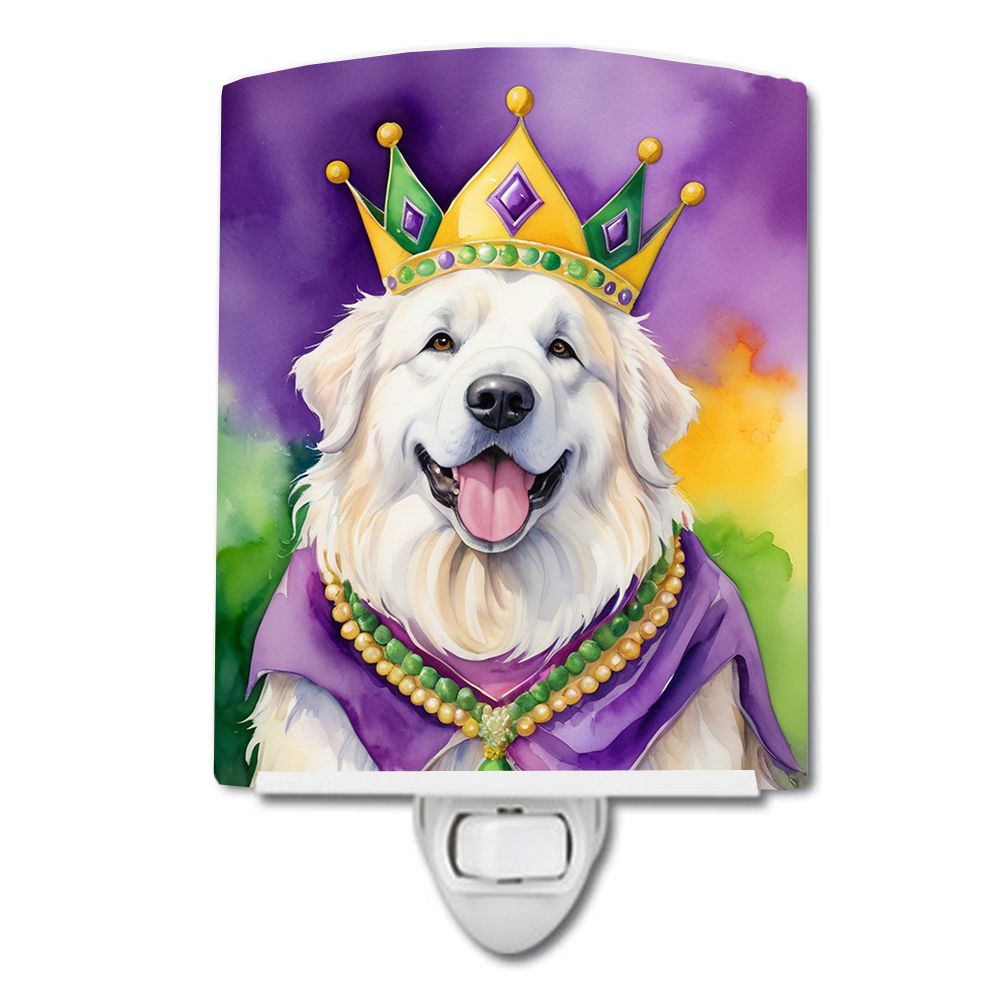 NEW Great Pyrenees King of Mardi Gras Ceramic Night Light Compact, UL-Certified, Ideal for Bedroom, Bathroom, Nursery, Hallway, 
