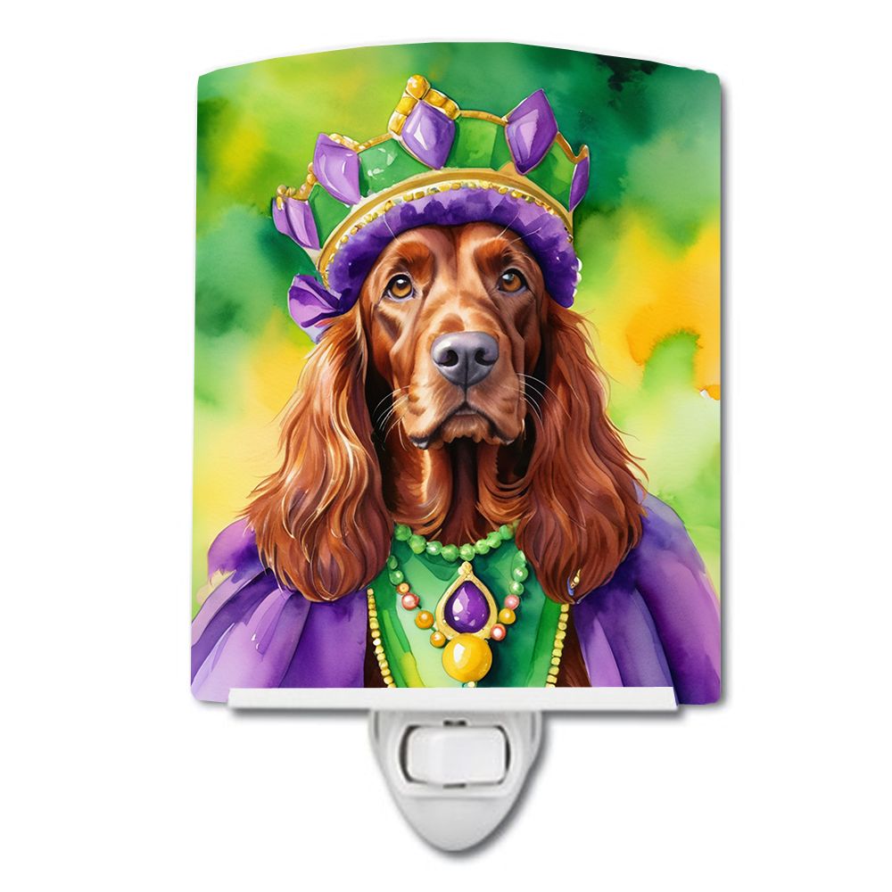 NEW Irish Setter King of Mardi Gras Ceramic Night Light Compact, UL-Certified, Ideal for Bedroom, Bathroom, Nursery, Hallway, Ki