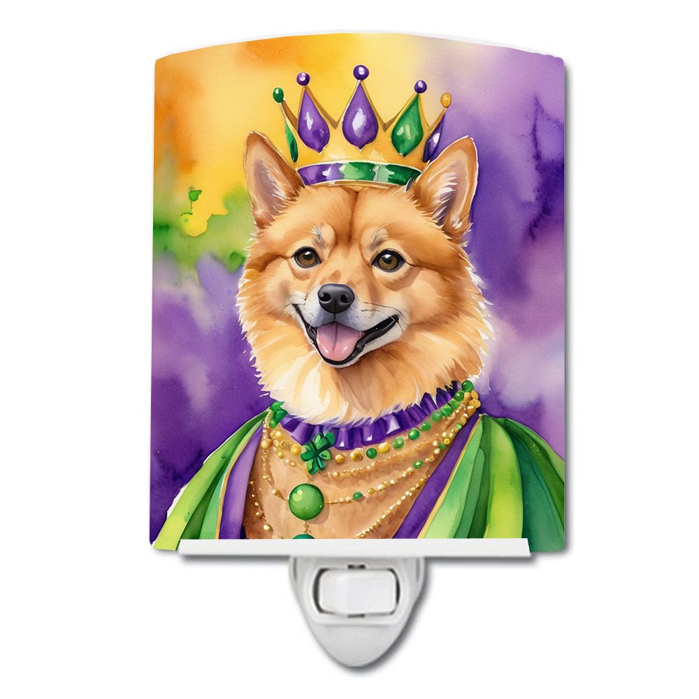 NEW Finnish Spitz King of Mardi Gras Ceramic Night Light Compact, UL-Certified, Ideal for Bedroom, Bathroom, Nursery, Hallway, K