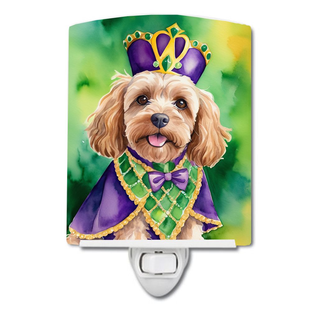 NEW Cockapoo King of Mardi Gras Ceramic Night Light Compact, UL-Certified, Ideal for Bedroom, Bathroom, Nursery, Hallway, Kitche