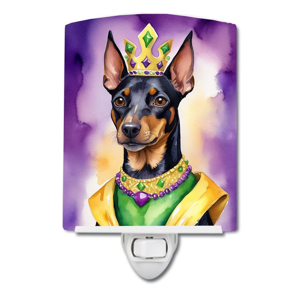 NEW Manchester Terrier King of Mardi Gras Ceramic Night Light Compact, UL-Certified, Ideal for Bedroom, Bathroom, Nursery, Hallw