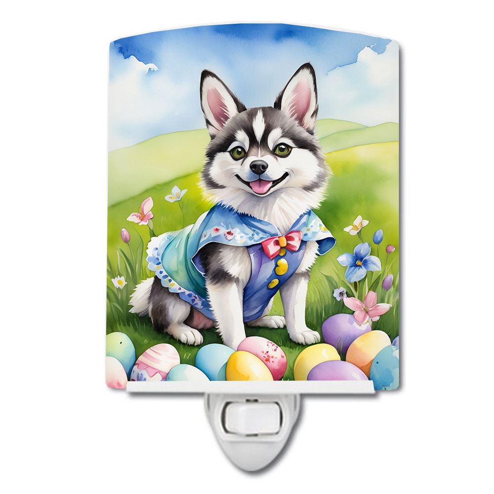 NEW Alaskan Klee Kai Easter Egg Hunt Ceramic Night Light Compact, UL-Certified, Ideal for Bedroom, Bathroom, Nursery, Hallway, K