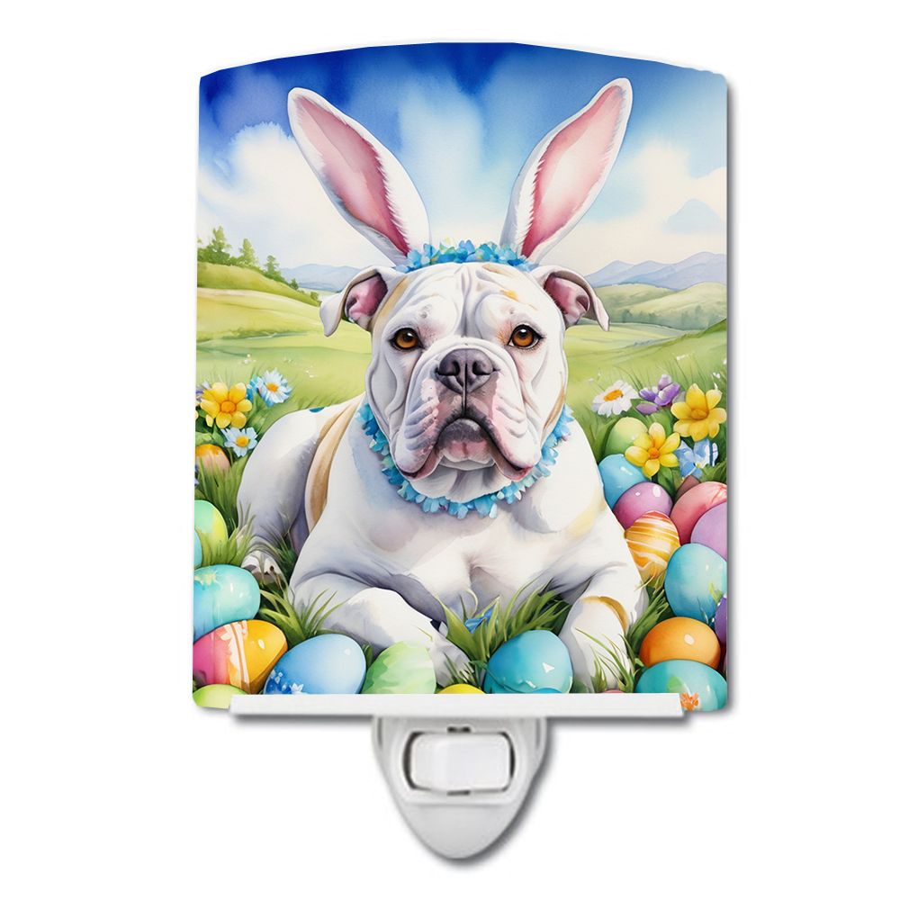 NEW American Bulldog Easter Egg Hunt Ceramic Night Light Compact, UL-Certified, Ideal for Bedroom, Bathroom, Nursery, Hallway, K