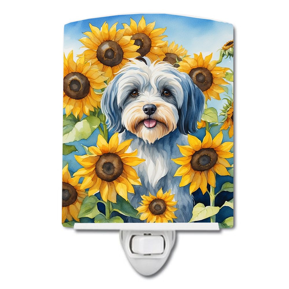 NEW Tibetan Terrier in Sunflowers Ceramic Night Light Compact, UL-Certified, Ideal for Bedroom, Bathroom, Nursery, Hallway, Kitc