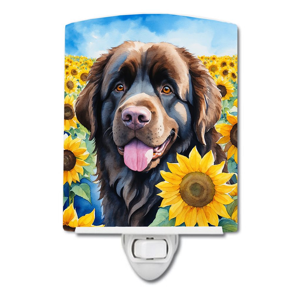 NEW Newfoundland in Sunflowers Ceramic Night Light Compact, UL-Certified, Ideal for Bedroom, Bathroom, Nursery, Hallway, Kitchen