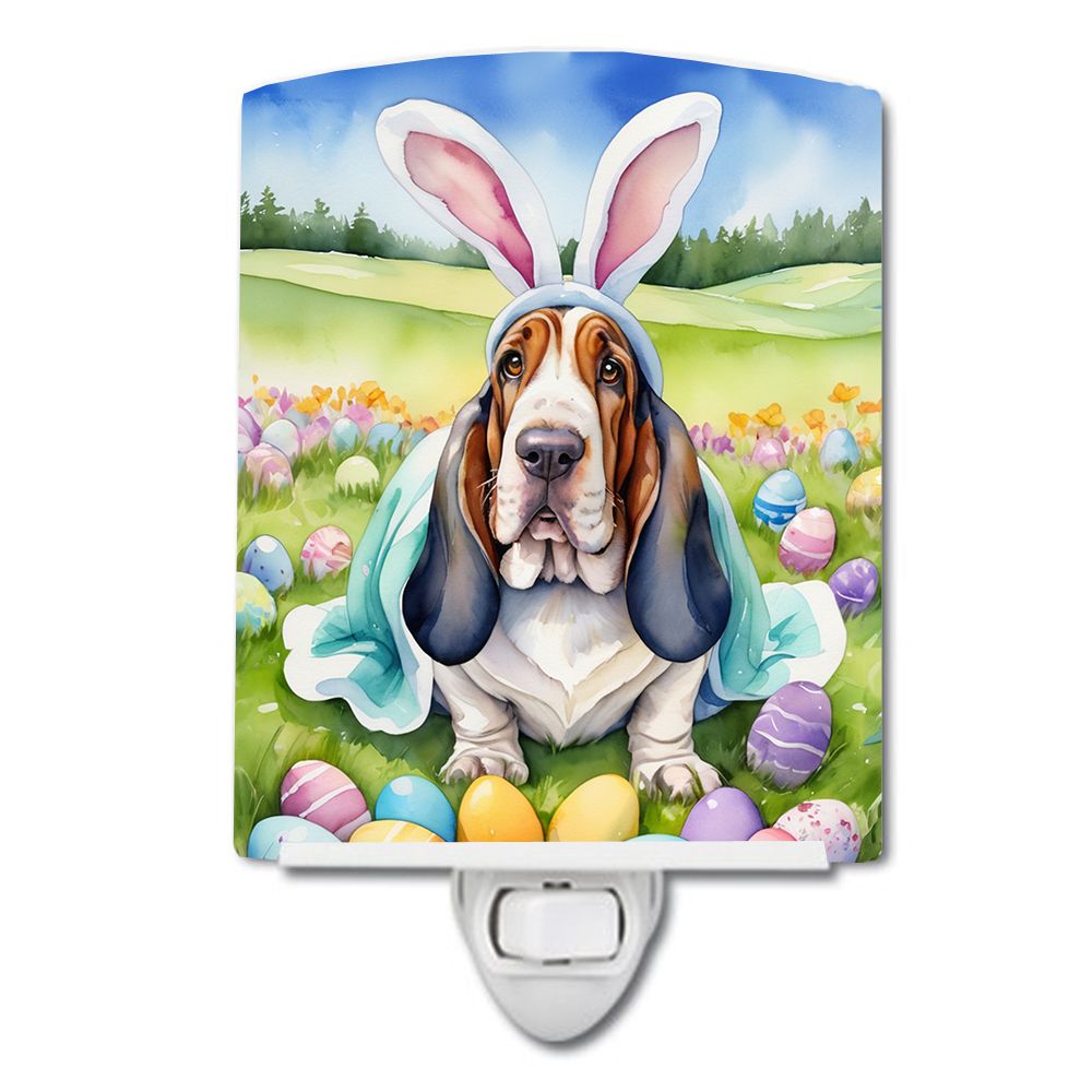 NEW Basset Hound Easter Egg Hunt Ceramic Night Light Compact, UL-Certified, Ideal for Bedroom, Bathroom, Nursery, Hallway, Kitch