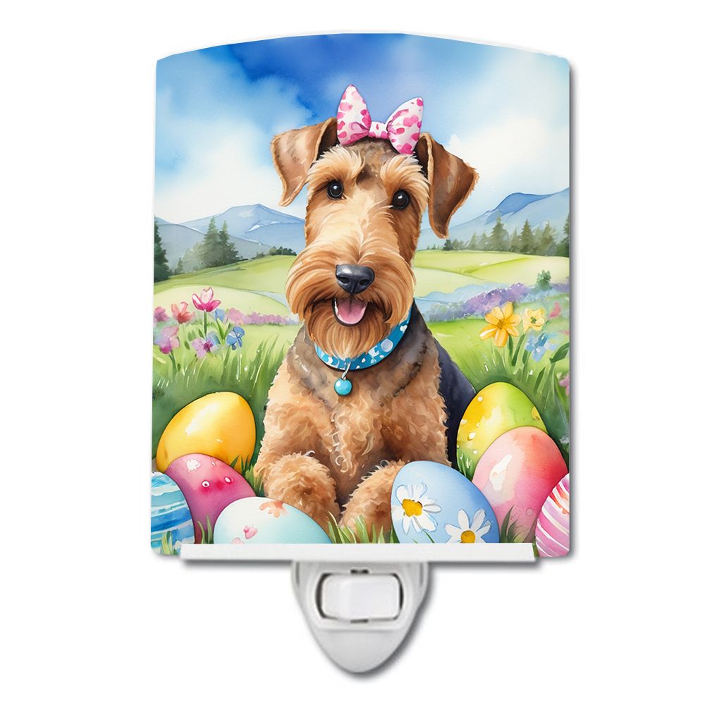 NEW Airedale Terrier Easter Egg Hunt Ceramic Night Light Compact, UL-Certified, Ideal for Bedroom, Bathroom, Nursery, Hallway, K
