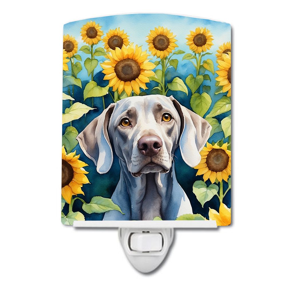 NEW Weimaraner in Sunflowers Ceramic Night Light Compact, UL-Certified, Ideal for Bedroom, Bathroom, Nursery, Hallway, Kitchen, 