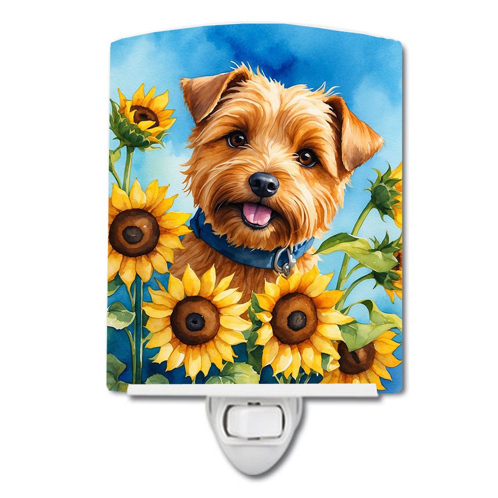 NEW Norfolk Terrier in Sunflowers Ceramic Night Light Compact, UL-Certified, Ideal for Bedroom, Bathroom, Nursery, Hallway, Kitc