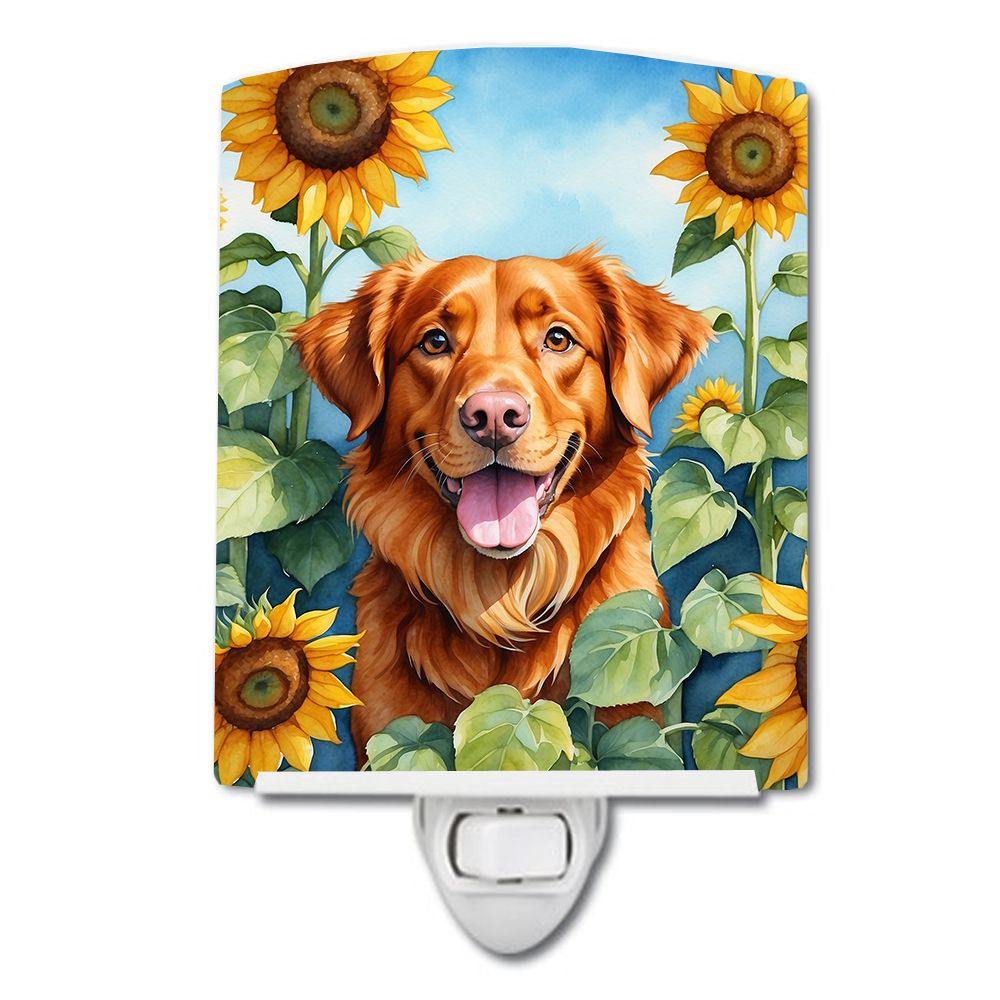 NEW Nova Scotia Duck Toller in Sunflowers Ceramic Night Light Compact, UL-Certified, Ideal for Bedroom, Bathroom, Nursery, Hallw
