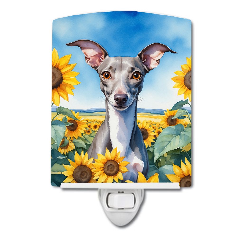 NEW Italian Greyhound in Sunflowers Ceramic Night Light Compact, UL-Certified, Ideal for Bedroom, Bathroom, Nursery, Hallway, Ki