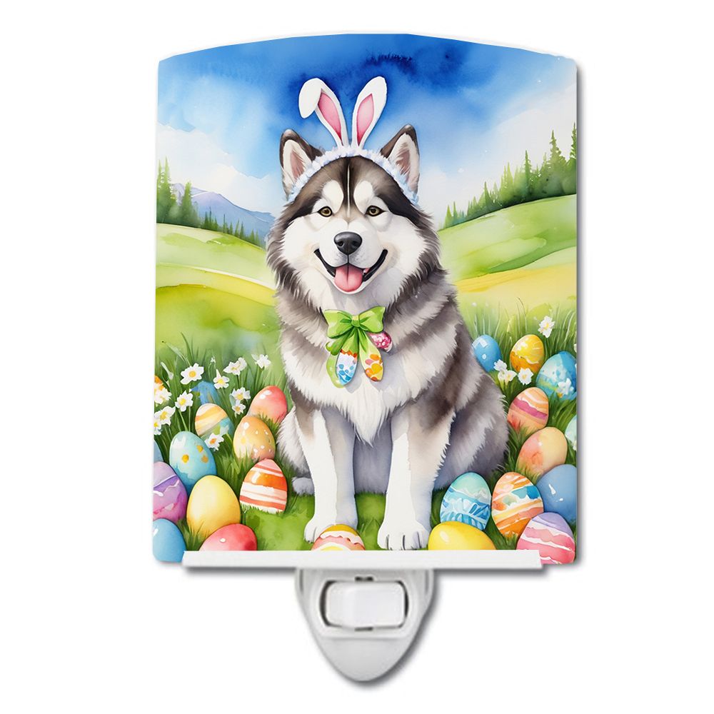NEW Alaskan Malamute Easter Egg Hunt Ceramic Night Light Compact, UL-Certified, Ideal for Bedroom, Bathroom, Nursery, Hallway, K