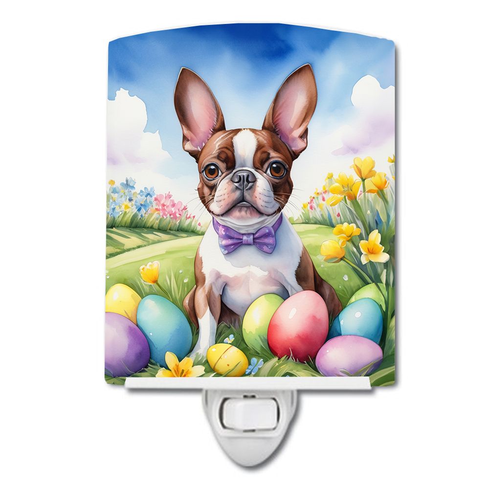 NEW Boston Terrier Easter Egg Hunt Ceramic Night Light Compact, UL-Certified, Ideal for Bedroom, Bathroom, Nursery, Hallway, Kit
