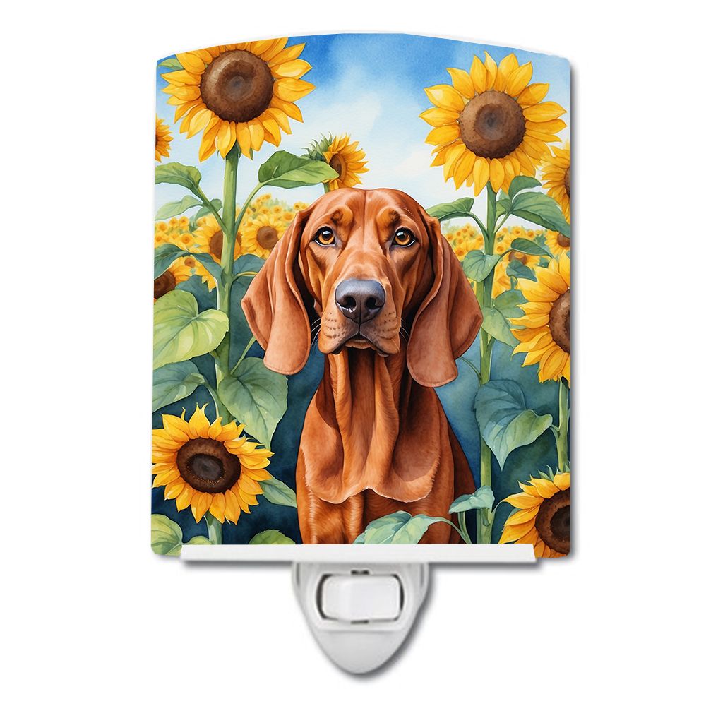 NEW Redbone Coonhound in Sunflowers Ceramic Night Light Compact, UL-Certified, Ideal for Bedroom, Bathroom, Nursery, Hallway, Ki